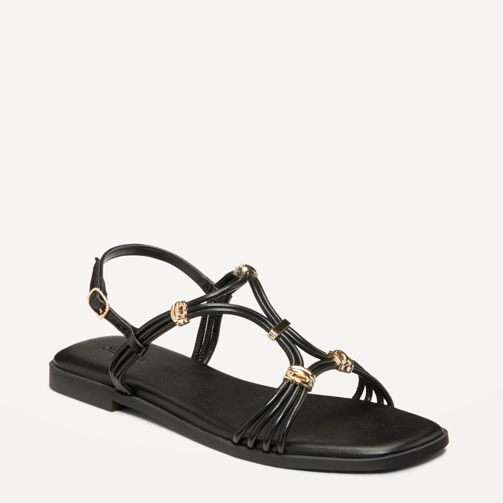 Old Navy Black Sandals with Gold Accents